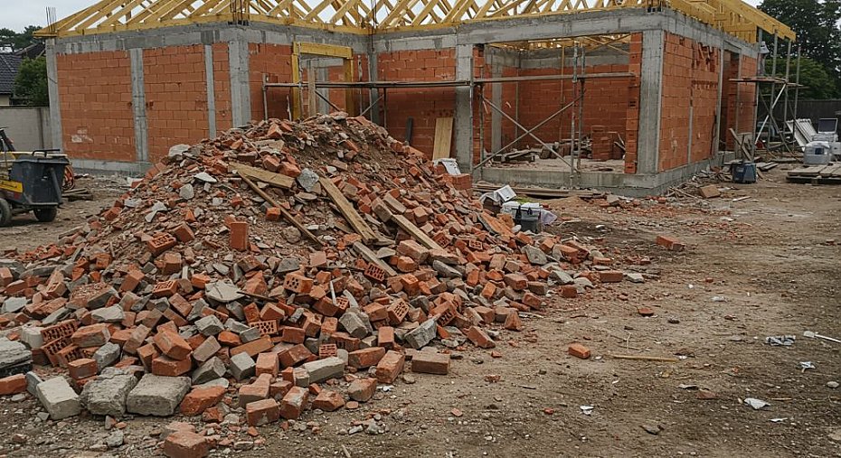 Kontener na gruz ustawiony na osiedlu w Warszawie